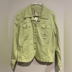NWT lime green A.M.I. Stretch Jacket with silver buttons. Size XL